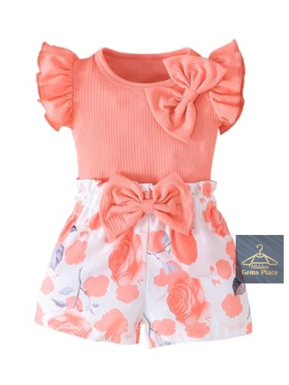 Baby Girl Spring Summer Outfit Set with Ruffled Sleeveless Top and Butterfly
